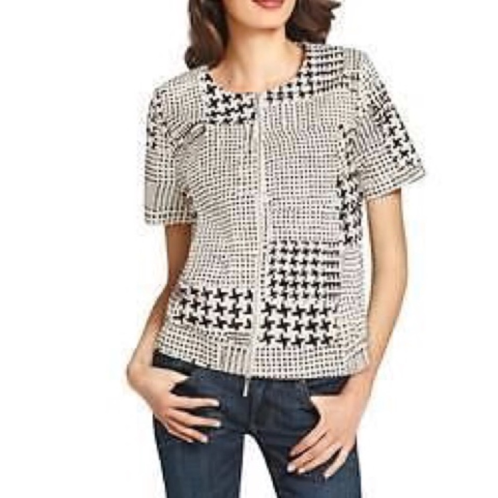 NEW CABI 931 Houndstooth Black White Coupe Jacket